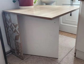 Mesa plegable de madera y plástico