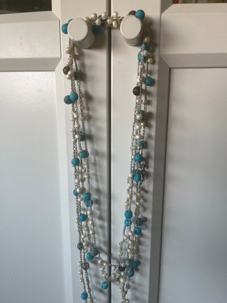 Collar Mil Vueltas Turquesa y Perlas