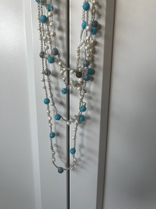 Collar Mil Vueltas Turquesa y Perlas