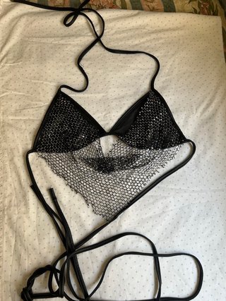 Top bikini lentejuelas negro