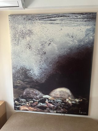 Cabecero de cama de tela y piedra