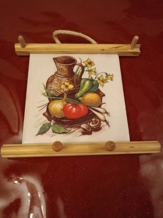 Adorno pared cerámica frutas y verduras
