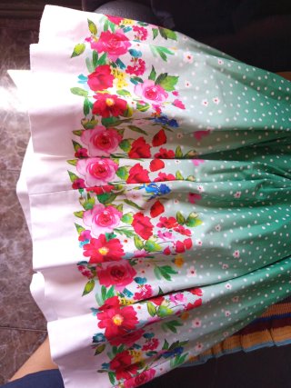 Vestido fiesta niña verde lunares flores