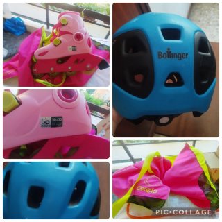 Patines rosas talla 30-32 + Casco azul