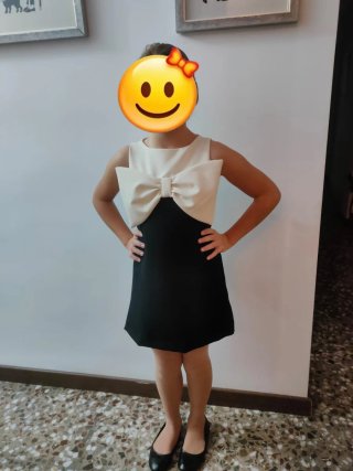 Vestido fiesta niña lazo blanco y negro. T 9-10