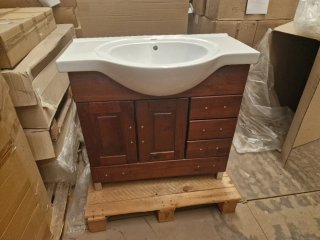 Mueble de baño rústico 85cm con lavabo
