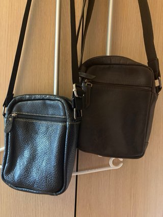 Confezione da 2 borse a tracolla da uomo in pelle