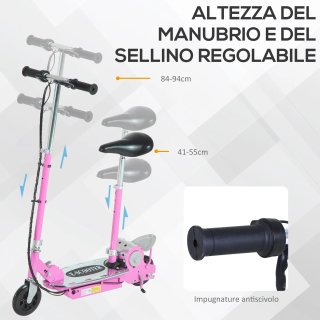 Monopattino Elettrico per Bambino con Sedile Rosa