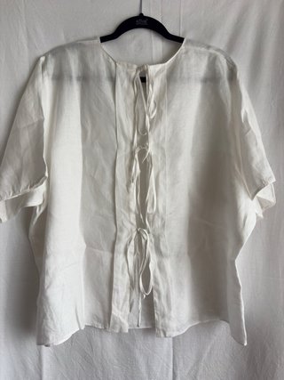 Blusa Zara Lino Blanca Talla XL