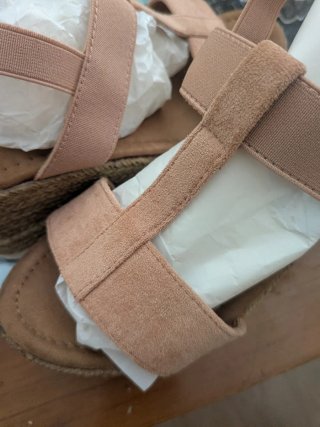 Sandalias de cuña mujer rosa/marrón