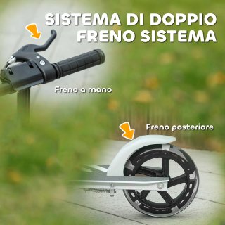 Monopattino Bambini 3-8 Anni Bianco Ruote Luminose