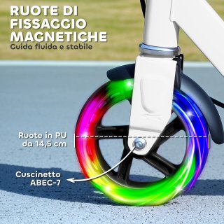 Monopattino Bambini 3-8 Anni Bianco Ruote Luminose