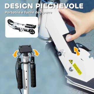 Monopattino Bambini 3-8 Anni Bianco Ruote Luminose