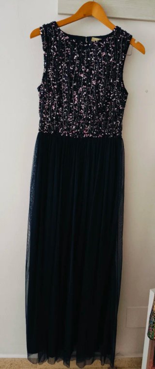 Vestido largo lentejuelas azul fuerte