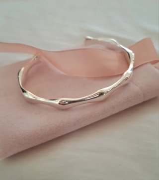 Pulsera Plata Diseño Bambú