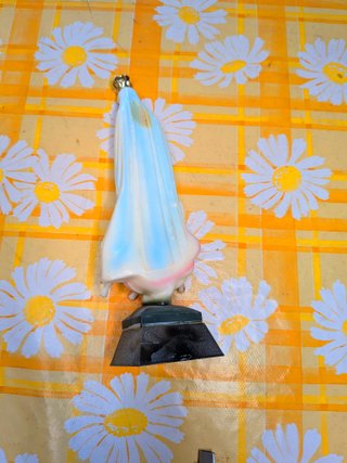 STATUA MADONNA DI FATIMA VINTAGE CON ROSARIO E COR