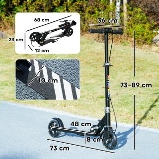 Monopattino Bambini 3-8 Anni Nero Ruote Luminose