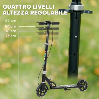 Monopattino Bambini 3-8 Anni Nero Ruote Luminose