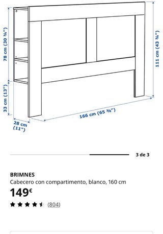 Cabecero BRIMNES blanco 160cm