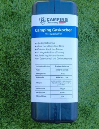 Estufa Gas Portátil Camping Germany Negra