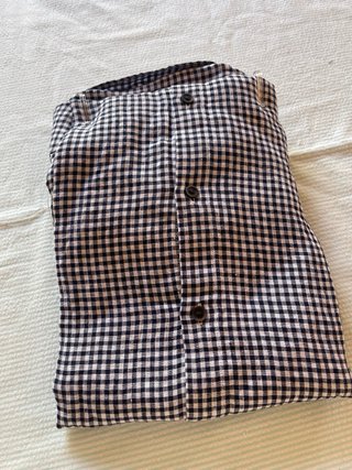 Camisa Uniqlo Lino Cuadros Negro Talla L