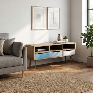 Mobile Porta TV 3 Cassetti 3 Vani Aperti 120x35cm
