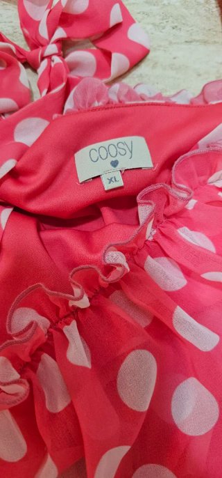 Vestido Coosy lunares rosa y blanco