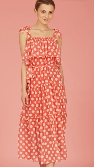 Vestido Coosy lunares rosa y blanco