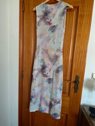 Vestido comprido estampado multicolor