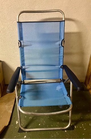 Silla de Playa Plegable Azul y Plateada