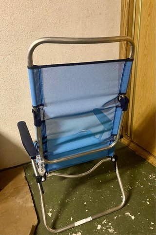 Silla de Playa Plegable Azul y Plateada
