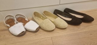 Sandalias y zapatos planos mujer T38/39.