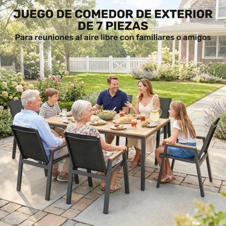 Mesa Jardín Exterior Lamas Metal Negra 158x90 cm