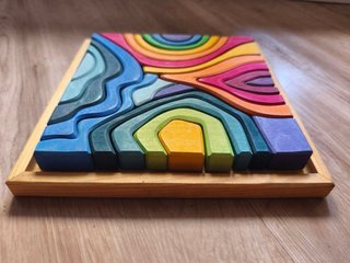 Juguete Waldorf Bloques Madera Arcoíris