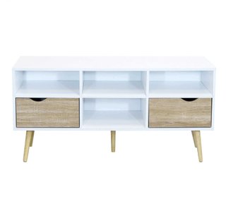 Mobile Porta TV 2 Cassetti 4 Vani Bianco 117x58cm