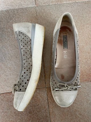 Ballerina Grunland zeppa beige/silver