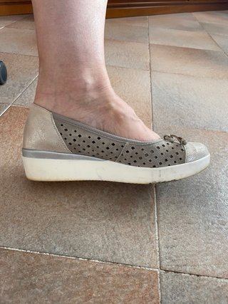 Ballerina Grunland zeppa beige/silver