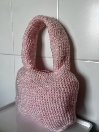 Bolso rosa crochet hecho a mano