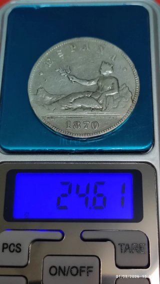MONEDA 5 PESETAS ESPAÑA. 1870 * 70