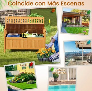 Banco de madera para exterior con almacenaje
