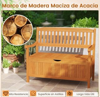 Banco de madera para exterior con almacenaje
