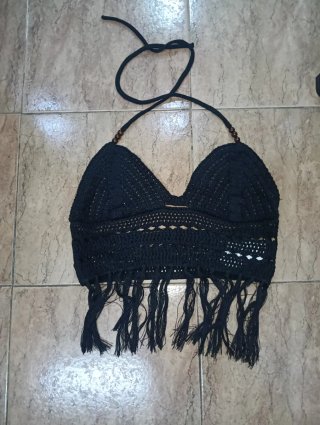 Top Negro Crochet Talla M