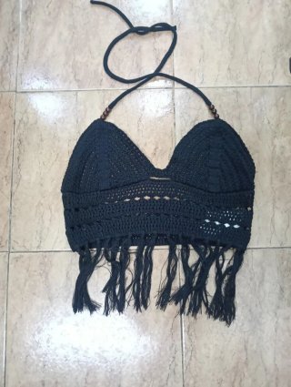 Top Negro Crochet Talla M