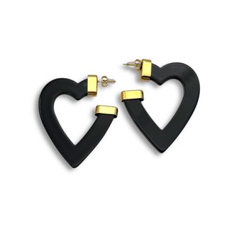 Pendientes Corazón Negro y Dorado