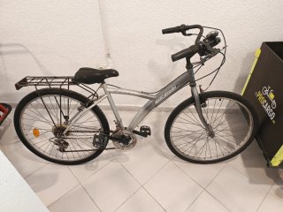 Bicicleta de paseo plateada