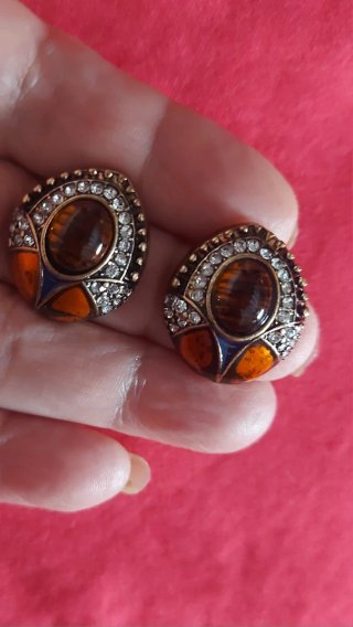 Pendientes vintage marrones y naranjas