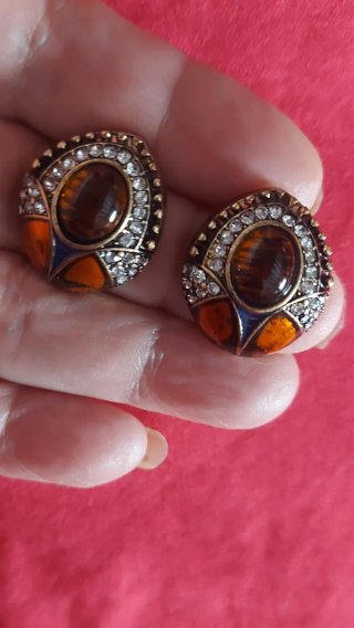 Pendientes vintage marrones y naranjas