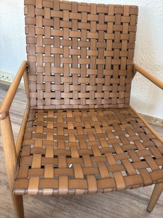 Sillón Jusk Piel Sintética y Metal Marrón