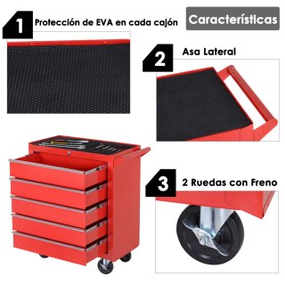 Carro Taller Rojo con Ruedas