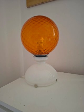 Lampada vintage vetro ambra e bianco